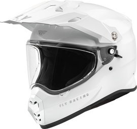 Fly Racing Trekker Solid White Helmet in size Small, showing the sleek design and ventilation features.
