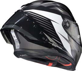 SCORPION EXO Apex Exo Warp Full Face Helmet in Dilithium Phantom Sm with aerodynamic design and secure strap system.