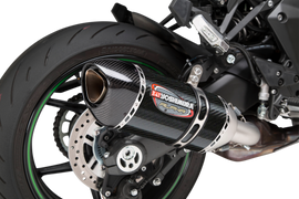 Yoshimura Street Alpha Slip-On exhaust for Kawasaki 960-13018, featuring stainless steel and carbon fiber components.