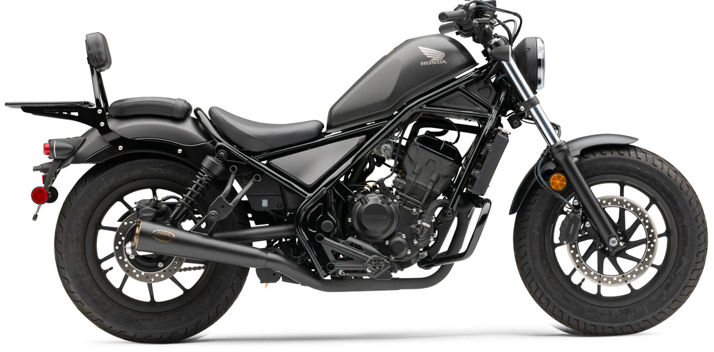 Cobra Slip-On Exhaust with bronze tip for Harley Rebel 300/500 2017-2023, showcasing the sleek exhaust with bronze tip detail.