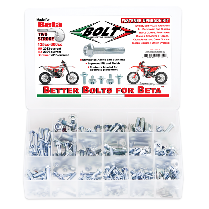 BOLT BOLT Pro-Pack Beta 2-pack fasteners for RR, RX, Xtrainer bikes, hardware fittings, shown in the product image.