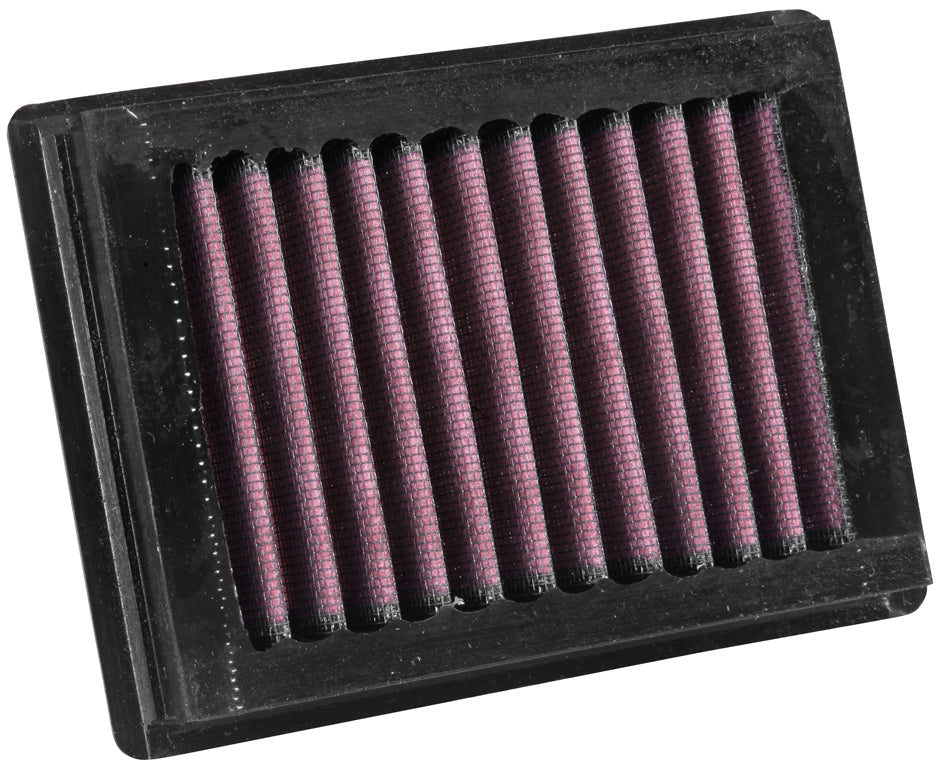 K&N Air Filter 700001 for vehicle engine, showing a close-up of the high-performance reusable air filter with pleated cotton filter media.