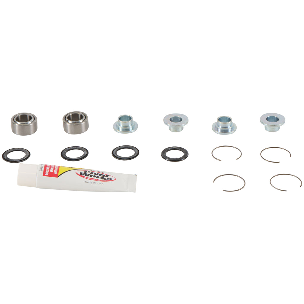 Pivot Works Shock Bearing Kit for Husqvarna and KTM suspension, includes bearings and hardware for shock assembly.