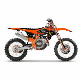 DCOR Monster Energy Slash White Bg complete kit with graphic design, featuring bold black and white Monster Energy branding.