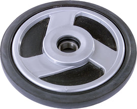 Silver Ppd idler wheel, 7.01-inch diameter with 20mm axle, designed for machinery and equipment.