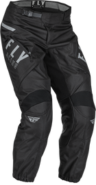 Fly Racing Patrol Pants in black and white, size 36, featuring durable fabric and protective knee areas for motocross riding.