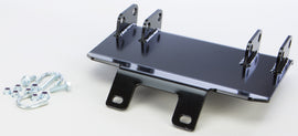 KFI Products UTV plow mount kit with brackets shown in black metal, designed for secure attachment to utility task vehicles.