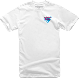 Alpine Star Racing Then Tee White XL, crew neck t-shirt with Alpine Star logo, displayed flat on a white background.