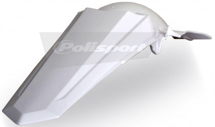 Polisport Plastics white rear fender for off-road bikes, model 64-58510, designed for durability and performance.