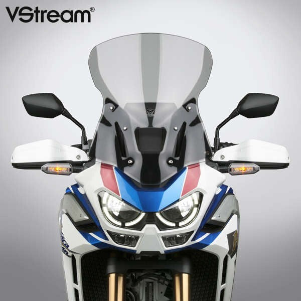 National Cycle Vstream light tint windscreen for motorcycle, featuring a sleek curved windshield with tinted finish and mounting points.
