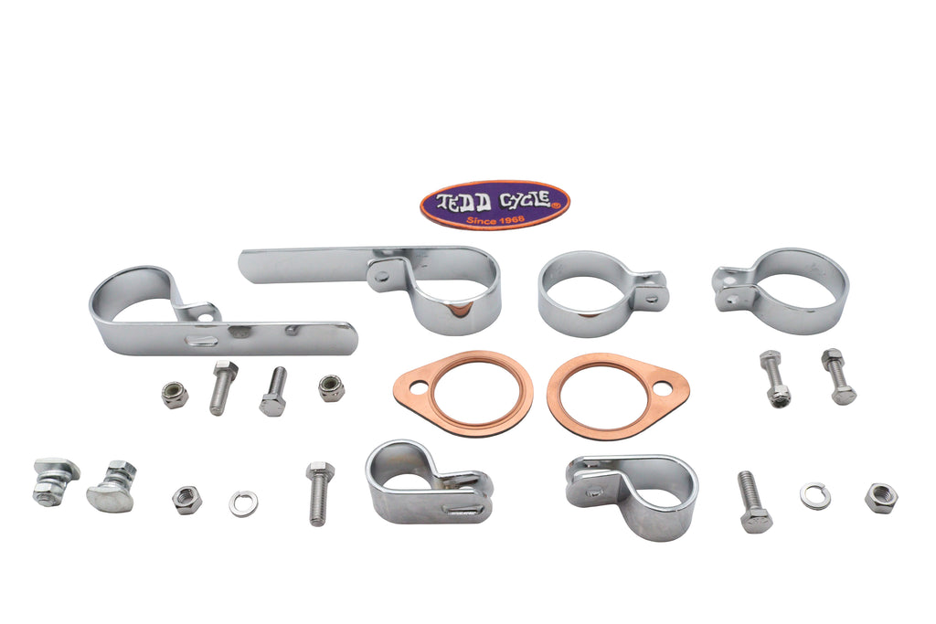 Shovelhead Header Set Mount Kit Chrome