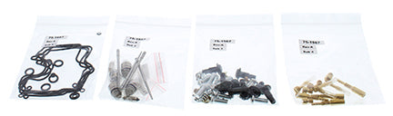 All Balls bike carburetor rebuild kit for intake and fuel system, with various gaskets and components laid out.