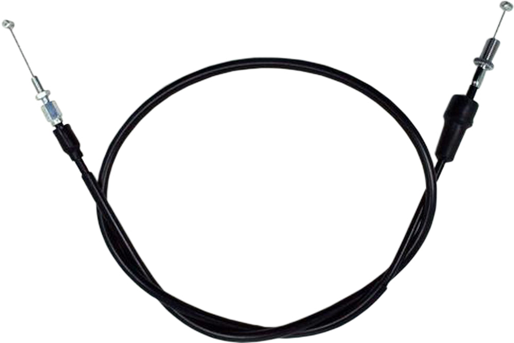 Motion Pro black vinyl throttle cable for motorcycle control lines, featuring a durable cable design.