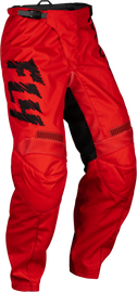Fly Racing Youth F-16 Pants in red, black, and grey with size 18, featuring durable motocross gear design.