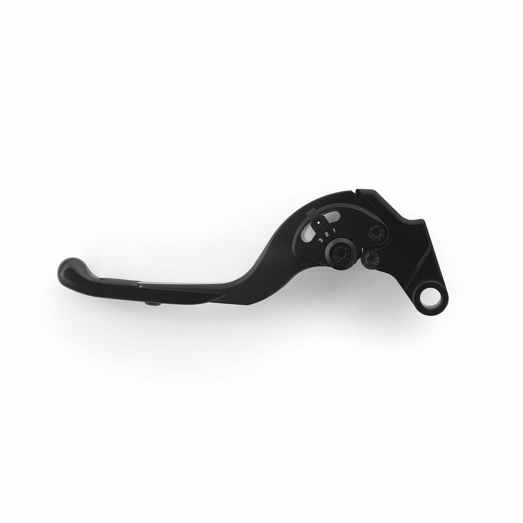Black RIZOMA Adjustable Plus clutch lever for Kawasaki, featuring sleek design and precise adjustment for motorcycle control.