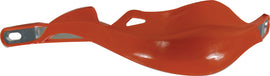 Orange Fire Power off-road handguards on a Honda CRF250 motocross bike, designed for off-road protection and durability.