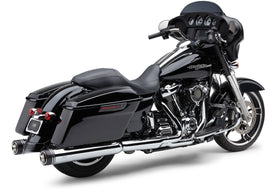 Chrome COBRA 4.5-inch groove tip slip-on exhaust for FLH and FLT motorcycles, featuring a sleek chrome finish.