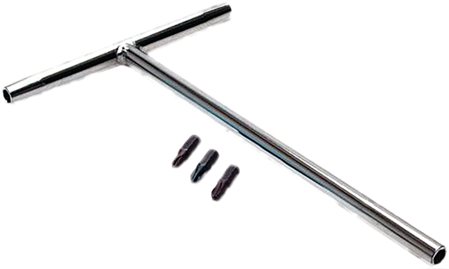 Motion Pro T-handle bit driver with No. 1, 2, 3 JIS cross-head bits, showcasing sturdy tool with interchangeable bits.