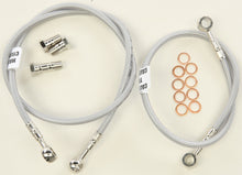 Load image into Gallery viewer, GBRAKES 2-line front brake line kit with metal fittings and braided hoses for improved braking performance and durability.