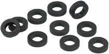 Load image into Gallery viewer, Black nylon gasket washers for shift levers, James Gasket brand, 10-pack, designed for sealing and sealing applications in vehicles.