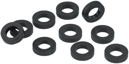 Set of 10 black nylon gasket washers for shift levers, James Gasket 6057 681-4638, shown in a close-up image
