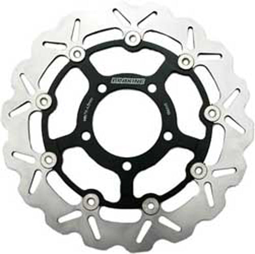 Braking brand single braking rotor for Kaw motorcycles, showing the round metal disc with drilled holes for cooling and braking efficiency.