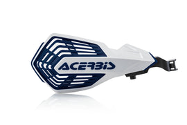 Acerbis K-Future handguards for Husqvarna, KTM, Sher, white and dark blue guards with protective braces.