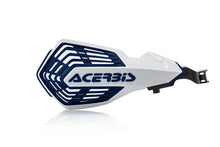 Load image into Gallery viewer, Acerbis K-Future handguard for Husqvarna, KTM, Sherco bikes in white and dark blue, mounted on a motorcycle handlebar.