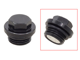 SP1 Magnetic Drain Plug for engine, model 12-5298, showing the black metal plug with magnetic tip for engine oil drainage.