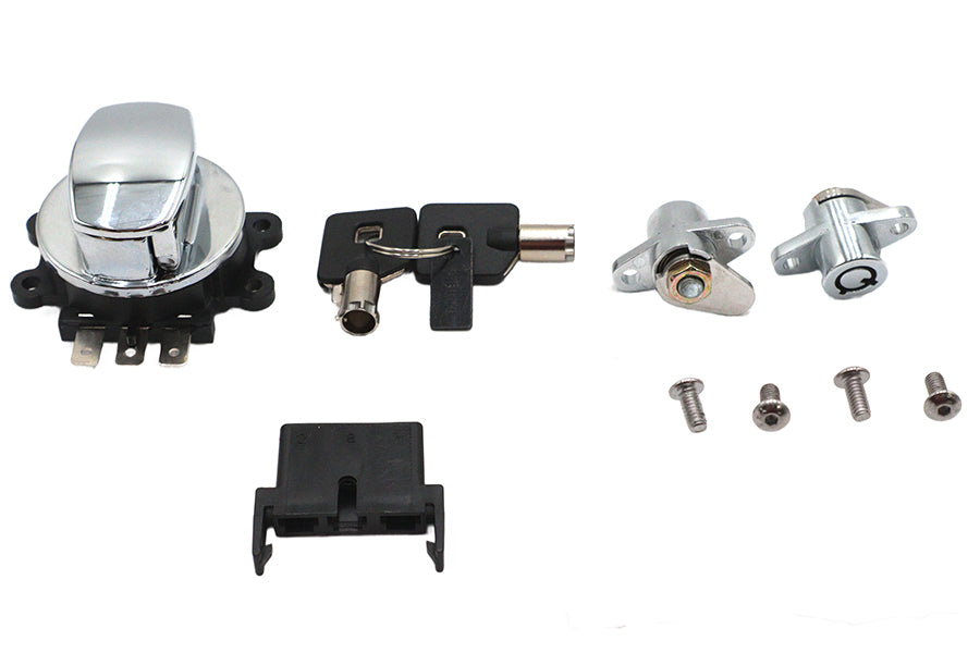 Side Hinge Ignition Switch and Saddlebag Lock Kit Chrome