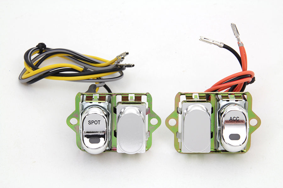 Rocker Style LED Fairing Switch Kit Chrome