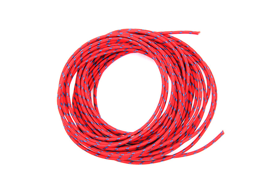 Red with Blue Dot 25' Braided Wire