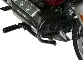 Pair of black Comfort Bars handlebar grips with hon gold wing accents by NATIONAL CYCLE, designed for motorcycle handlebars.