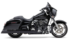 Cobra 4.5-inch black slip-on exhaust for Harley Flh/Flt 2017-2025, featuring sleek metal finish and durable construction.