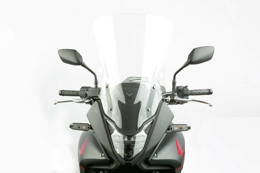National Cycle Vstream tall light tint motorcycle windshield showing clear, curved design with tinted top for wind protection.