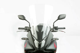 National Cycle Vstream tall light tint motorcycle windshield showing clear, curved design with tinted top for wind protection.
