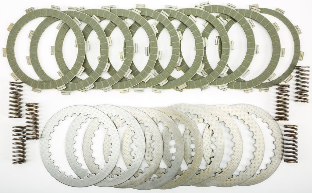 EBC Motorcycle Brakes SRK complete clutch kit SRK121 15-181121 with clutch plates and components laid out on a white background.