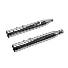 Load image into Gallery viewer, FireBrand Grand Prix Mufflers Chrome Touring exhaust for motorcycles, showcasing sleek chrome finish and dual exhaust tips.