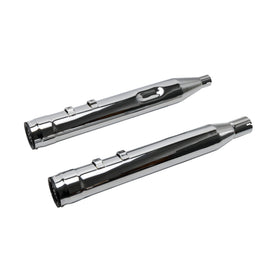FireBrand Grand Prix Mufflers Chrome Touring exhaust for motorcycles, showcasing sleek chrome finish and dual exhaust tips.