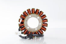 Load image into Gallery viewer, Ricks Motorsport Electric stator for motorcycle electrical system, metallic component with wiring connectors.
