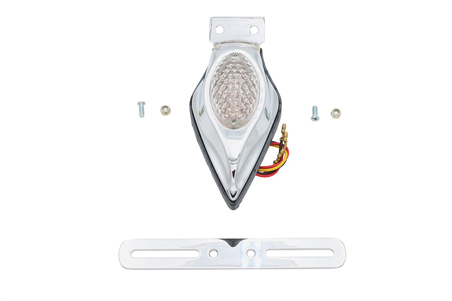 Chrome Teardrop LED Tail Lamp Clear Lens
