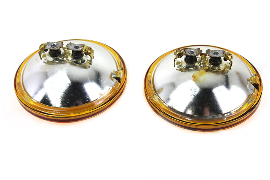 4-1/2 inch Amber Sealed Beam 12 Volt Spotlamp Set