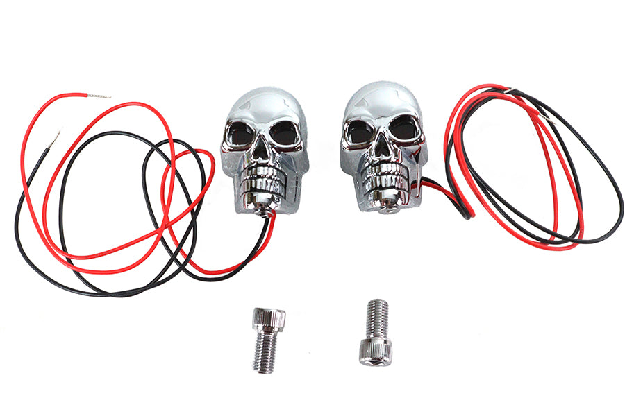 2 inch Chrome Skull Marker Lamp with Red LED