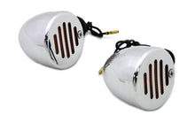 Charger l'image dans la galerie, Chrome Shielded Bullet Marker Lamp Set with Amber Lens