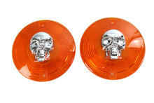Load image into Gallery viewer, Turn Signal Lens Set with Skull Amber
