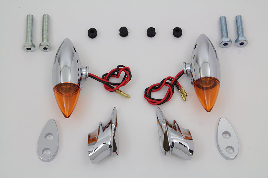 Chrome Torpedo Bullet Style Marker Lamp Set