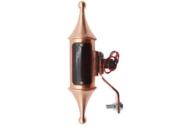 V-TWIN Finch Pawn Lamp with copper finish and red lens, vintage-style outdoor lighting fixture.
