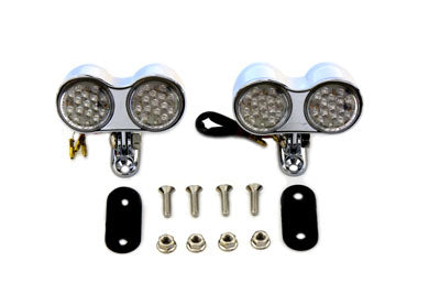 Chrome Oval Tail Lamp Assembly Red and Amber LED