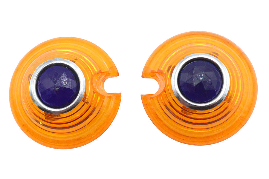 Marker Lamp Lens Amber with Blue Dot Bullet Style