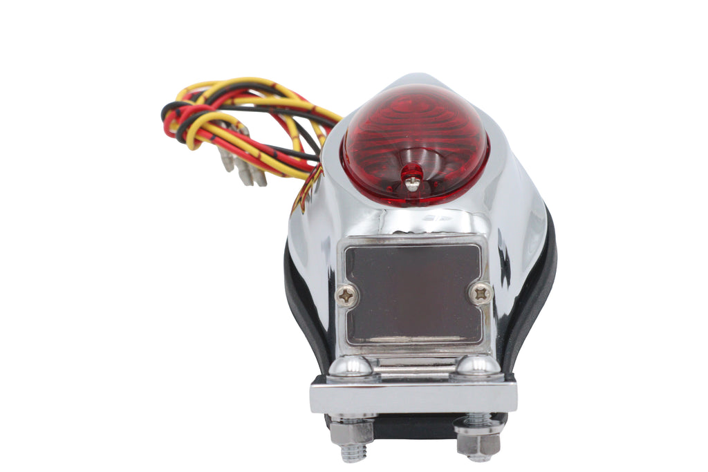 Chrome Teardrop Bulb Tail Lamp Assembly with Red Lens